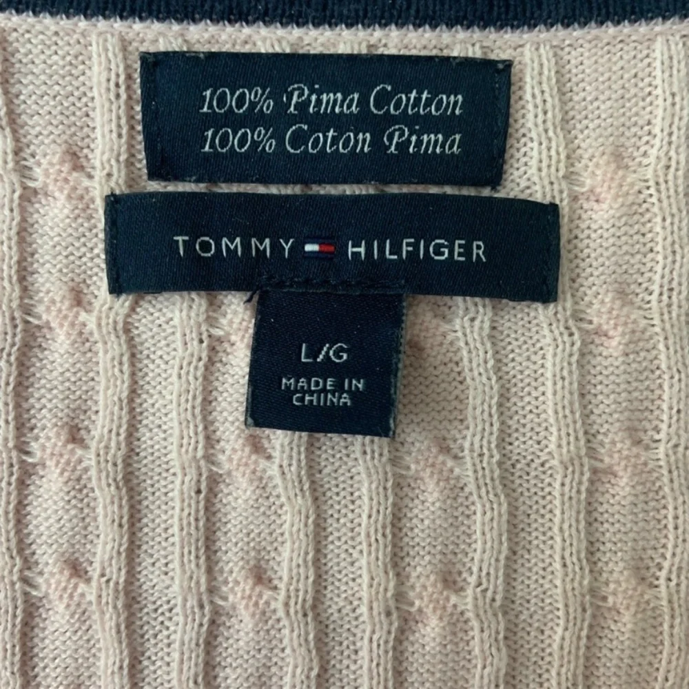 Tommy Hilfiger Pink Knit 100% Cotton V-Neck Sweater